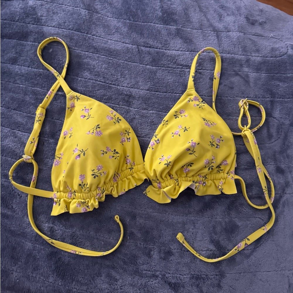 Aerie Floral Yellow Bikini Top